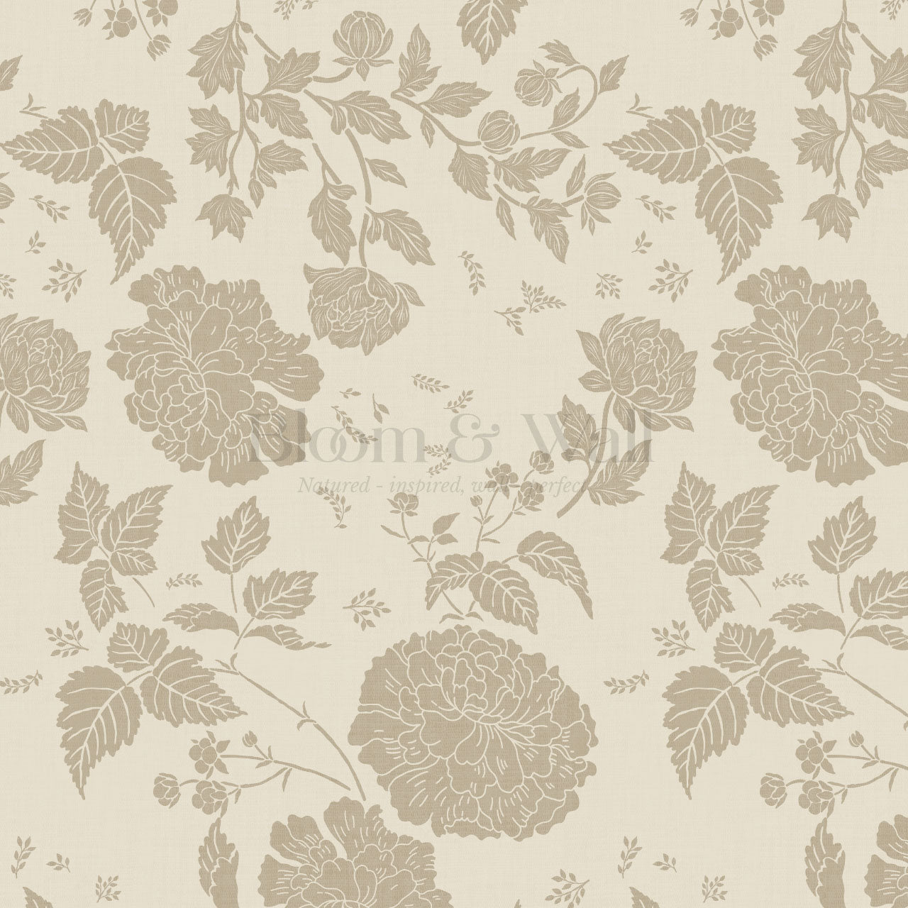 Celina Peony and Berry Vines Tan Wallpaper