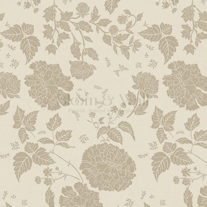 Celina Peony and Berry Vines Tan Wallpaper