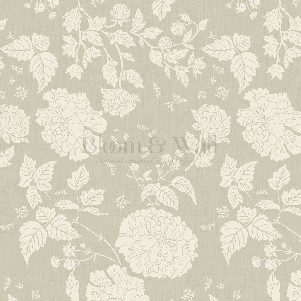 Celina Peony and Berry Vines Vintage Sage Wallpaper