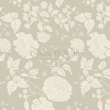 Celina Peony and Berry Vines Vintage Sage Wallpaper