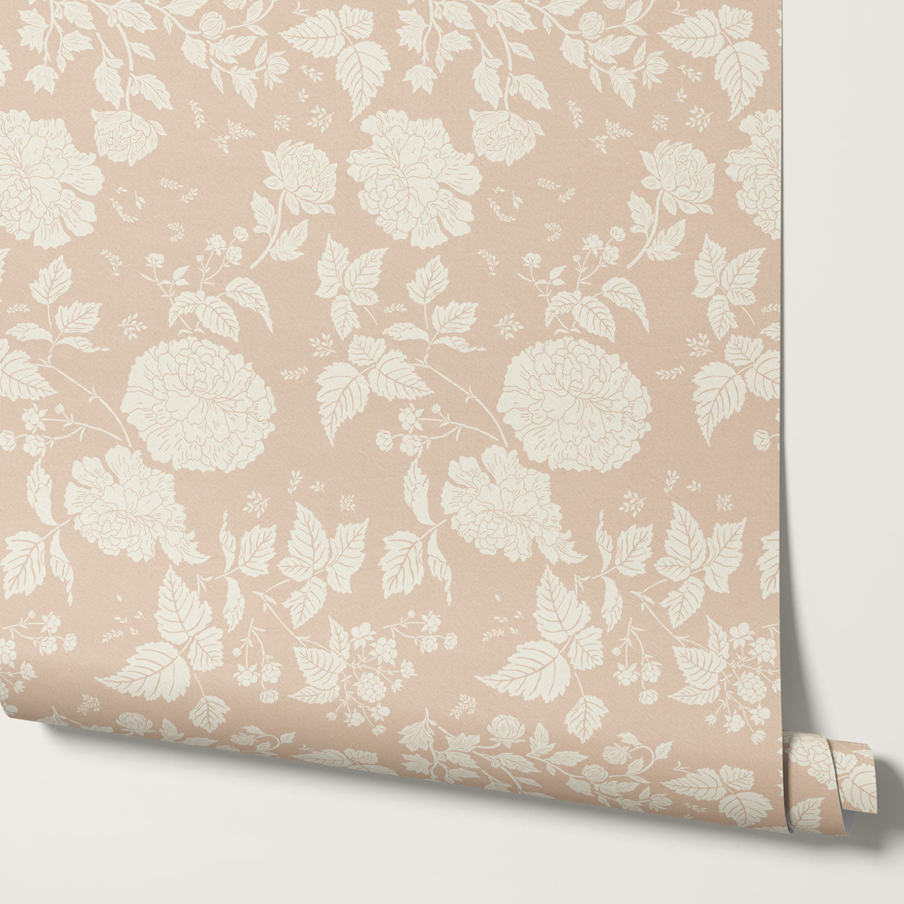 Celina Peony and Berry Vines Vintage Blush Wallpaper