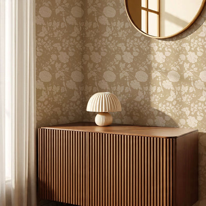 Celina Peony and Berry Vines Stone Beige Wallpaper