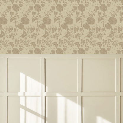 Celina Peony and Berry Vines Tan Wallpaper