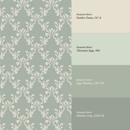 Celine Ogee Vines Silver Sage Wallpaper