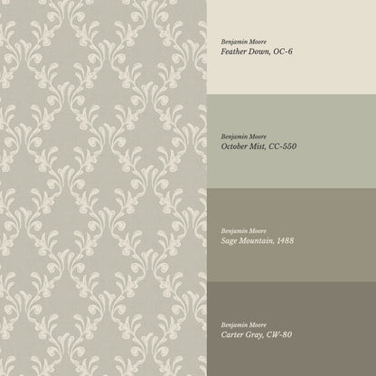 Celine Ogee Vines Powder Gray Wallpaper