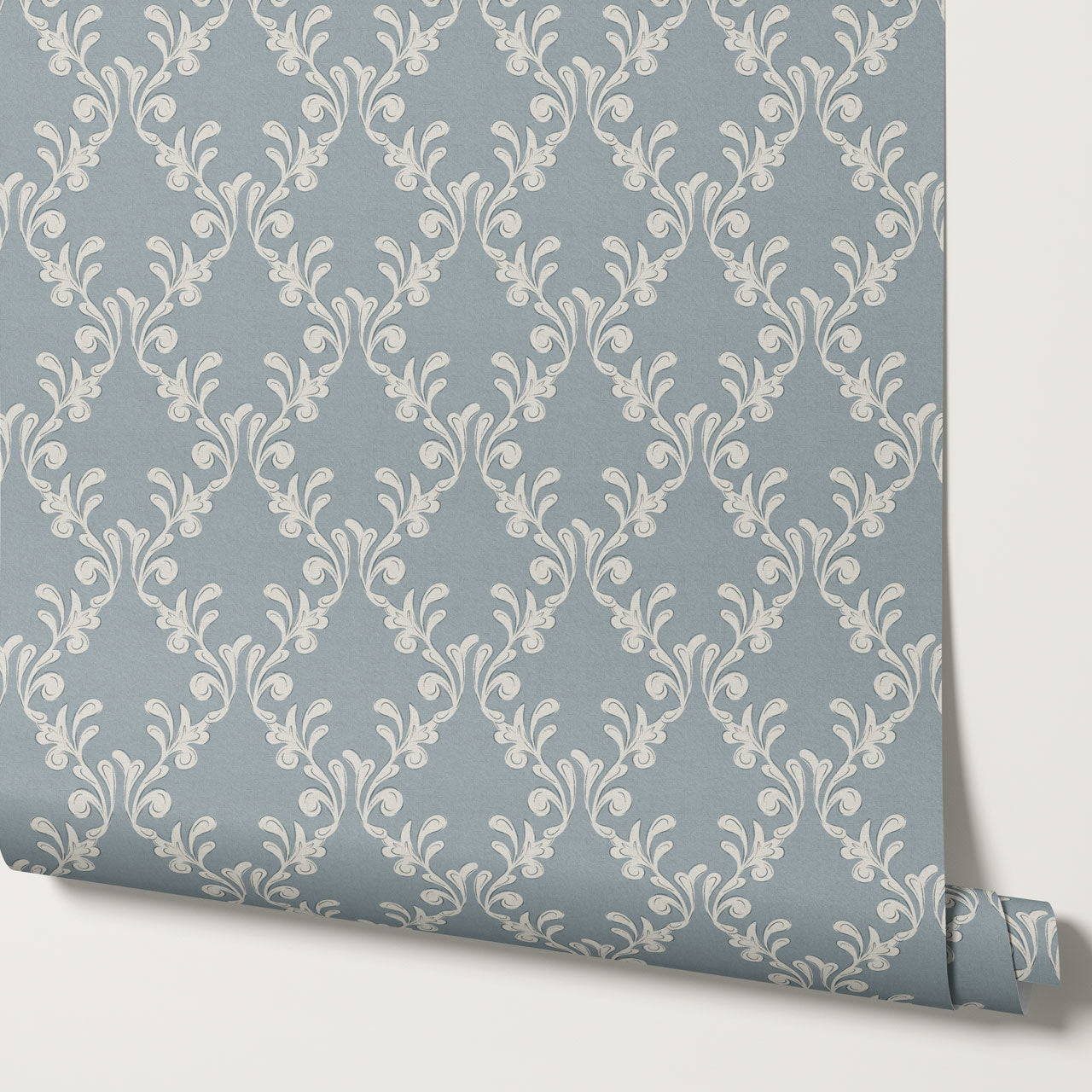 Celine Ogee Vines Misty Blue Wallpaper