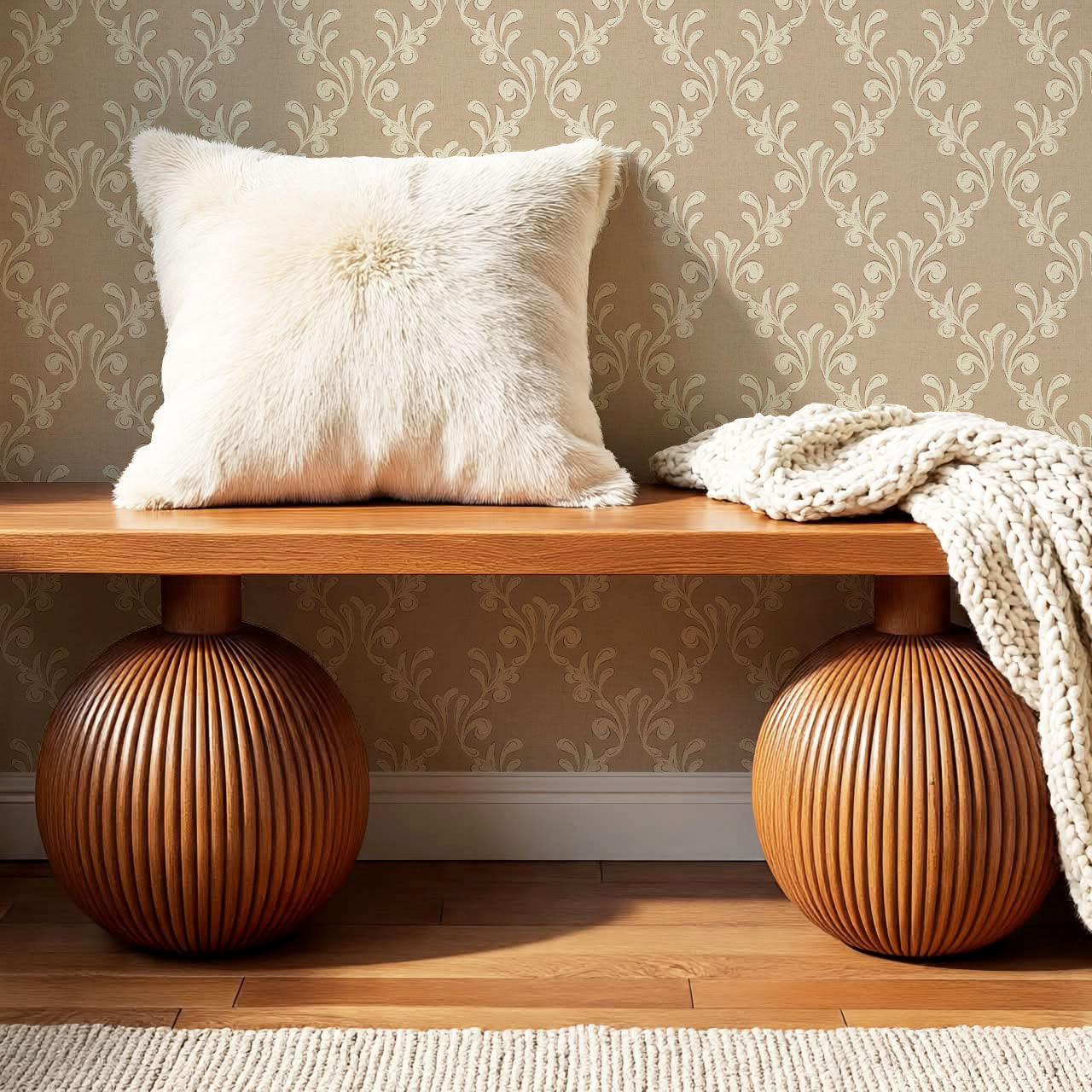 Celine Ogee Vines Beige Wallpaper