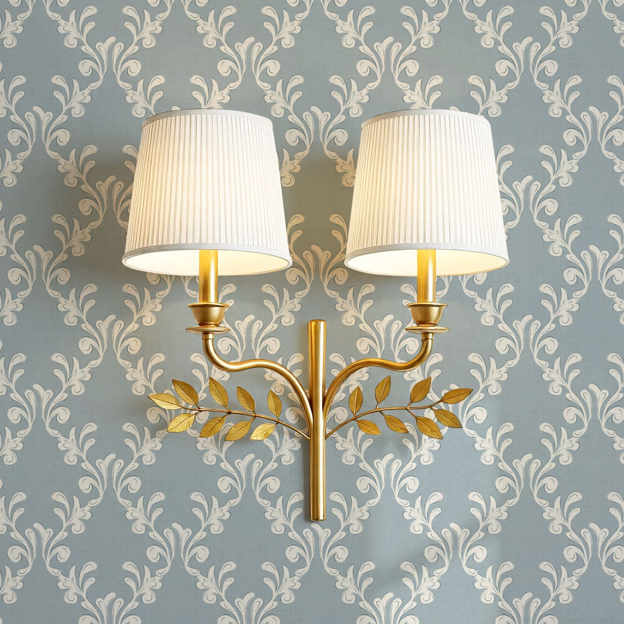 Celine Ogee Vines Misty Blue Wallpaper