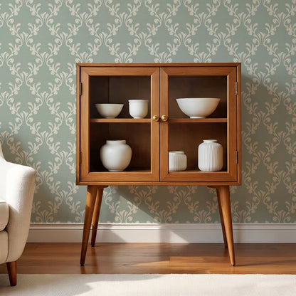 Celine Ogee Vines Silver Sage Wallpaper