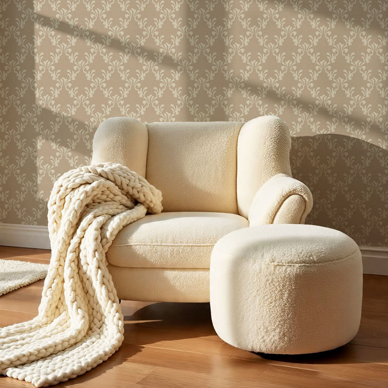 Celine Ogee Vines Beige Wallpaper