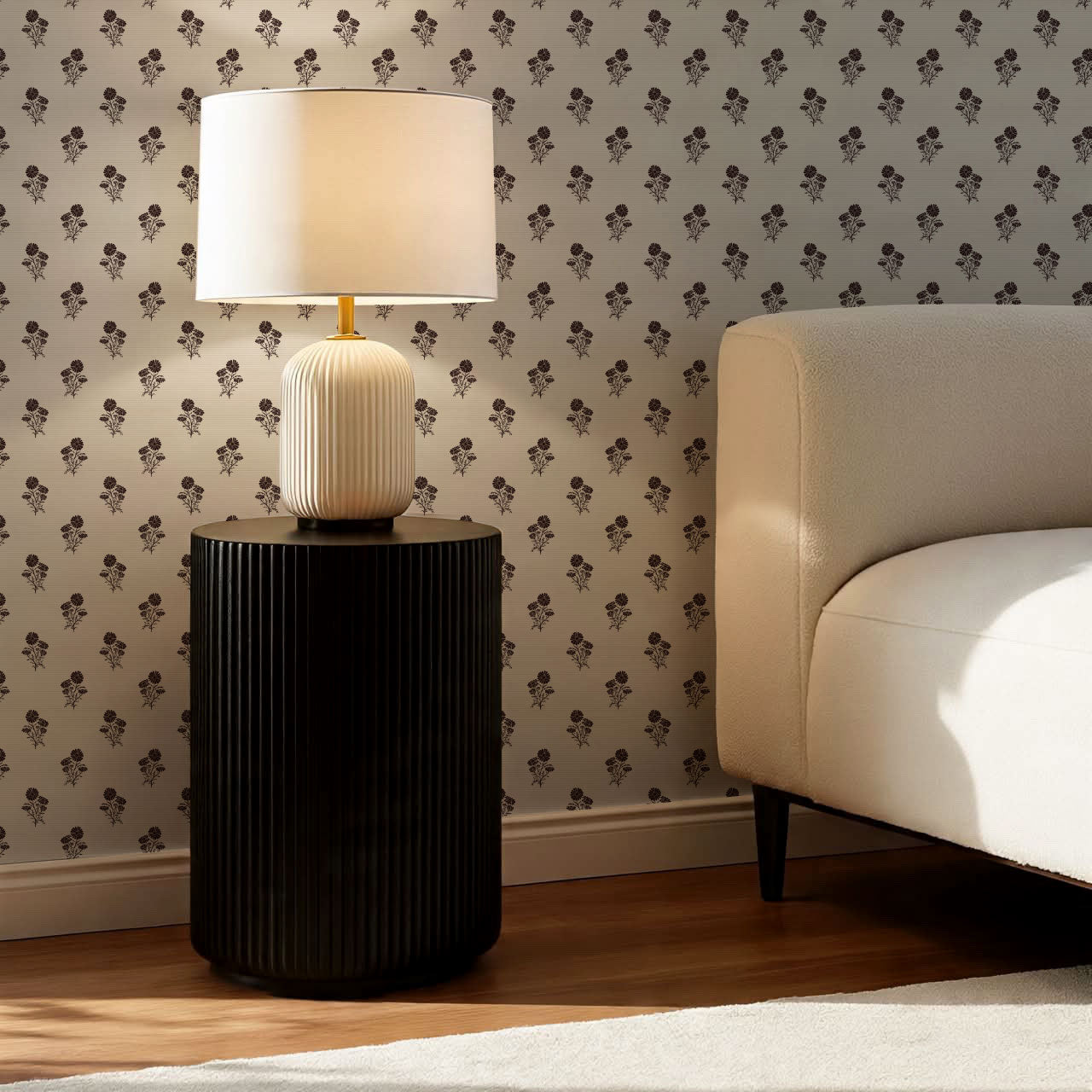 Chamomile Afternoon Tea Charcoal Wallpaper