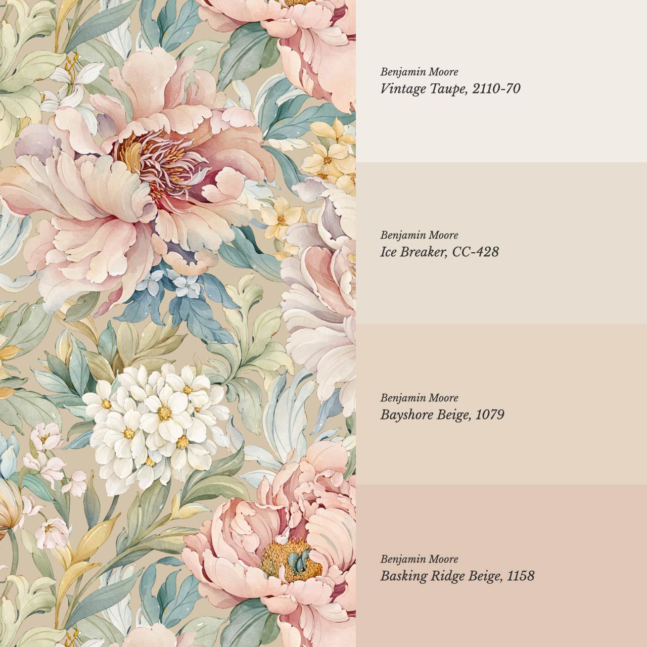 Chandelle Peony Bloom Reverie Taupe Wallpaper