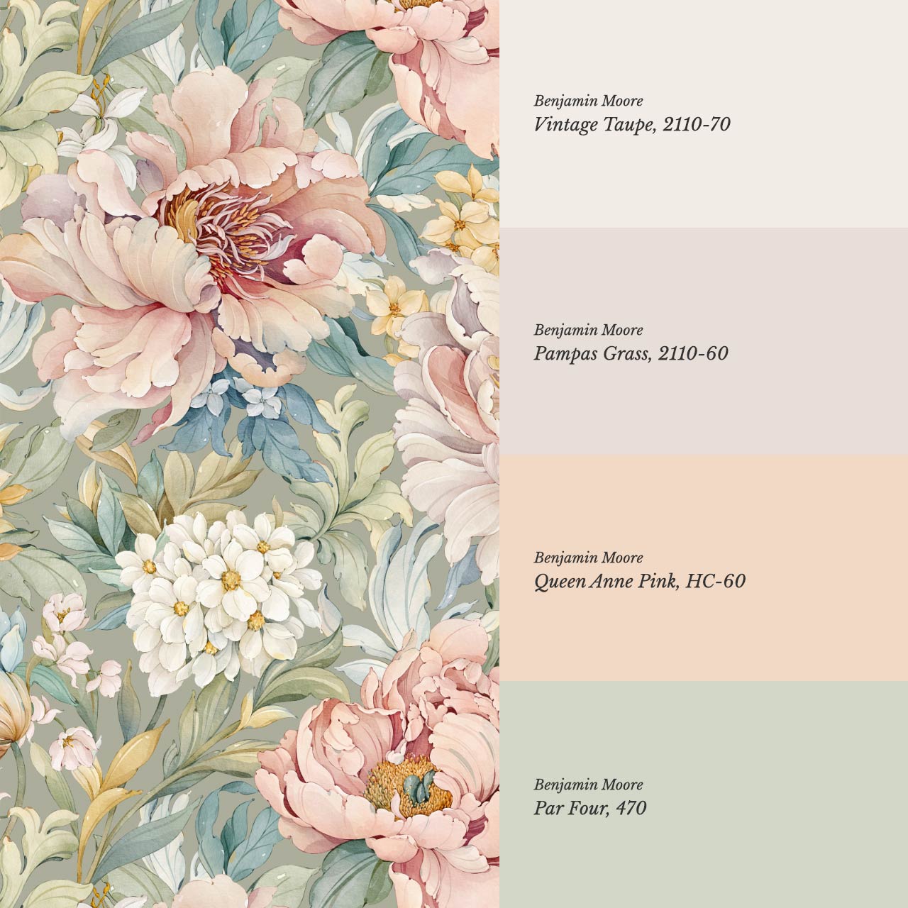 Chandelle Peony Bloom Reverie Sage Wallpaper