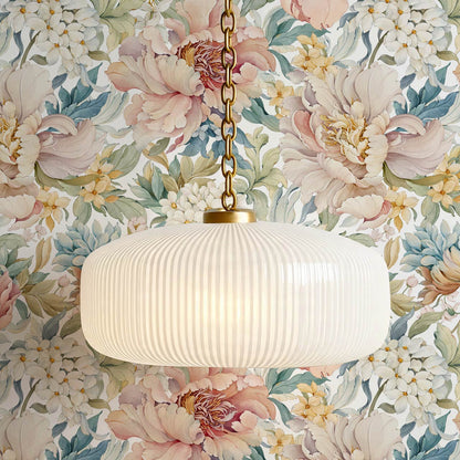 Chandelle Peony Bloom Reverie White Wallpaper