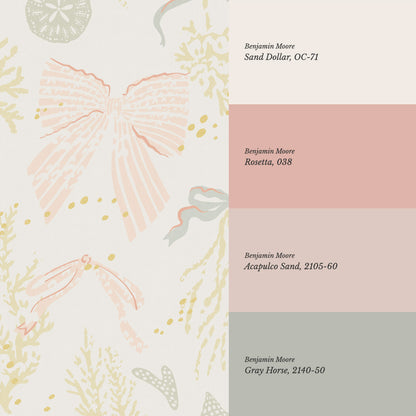 Chantal Large Bows and Corals Blush Wallpaper
