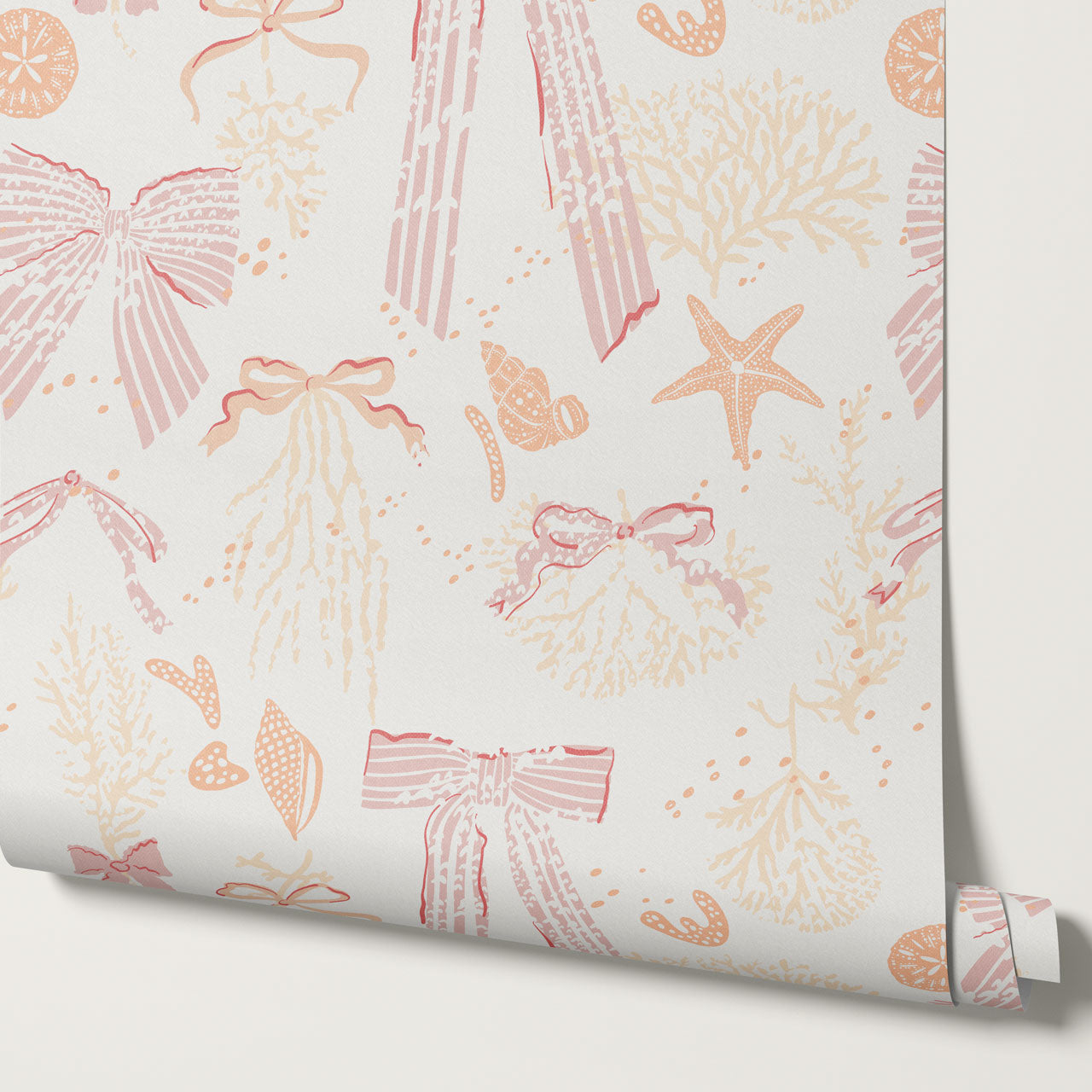 Chantal Large Bows and Corals Peach Wallpaper
