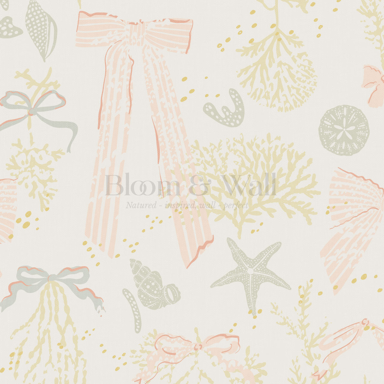 Chantal Large Bows and Corals Blush Wallpaper