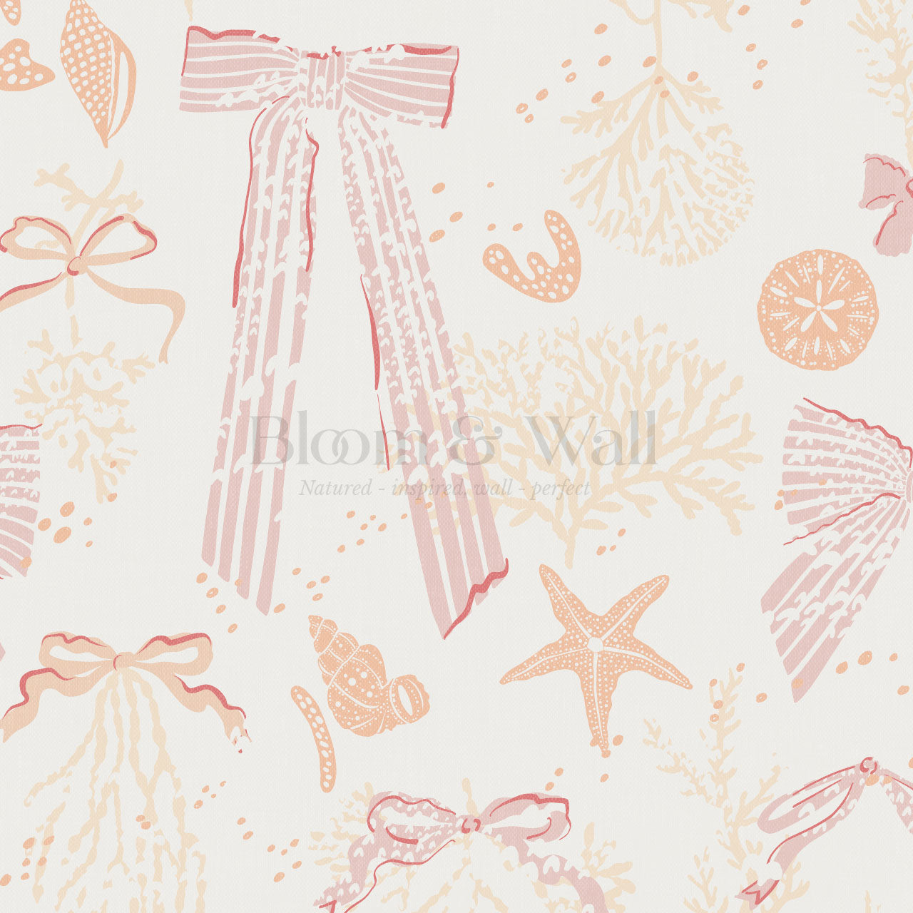 Chantal Large Bows and Corals Peach Wallpaper