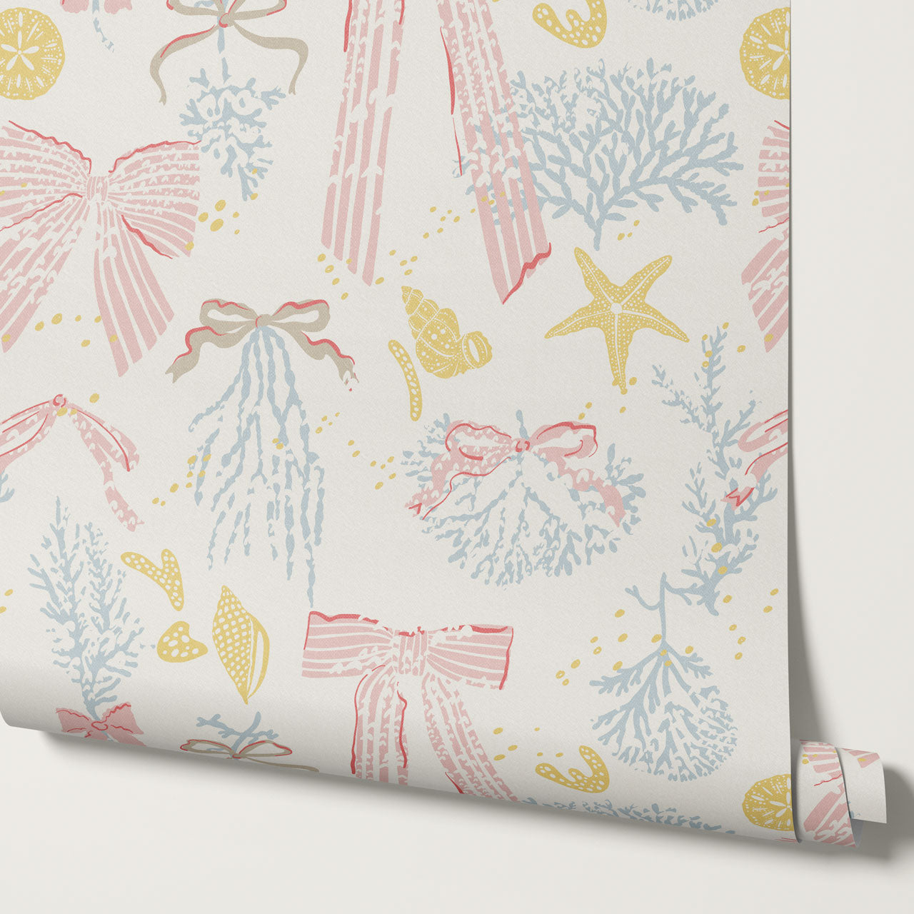 Chantal Large Bows and Corals Pink Wallpaper