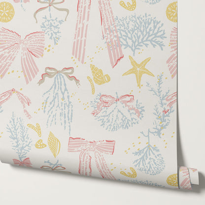 Chantal Large Bows and Corals Pink Wallpaper