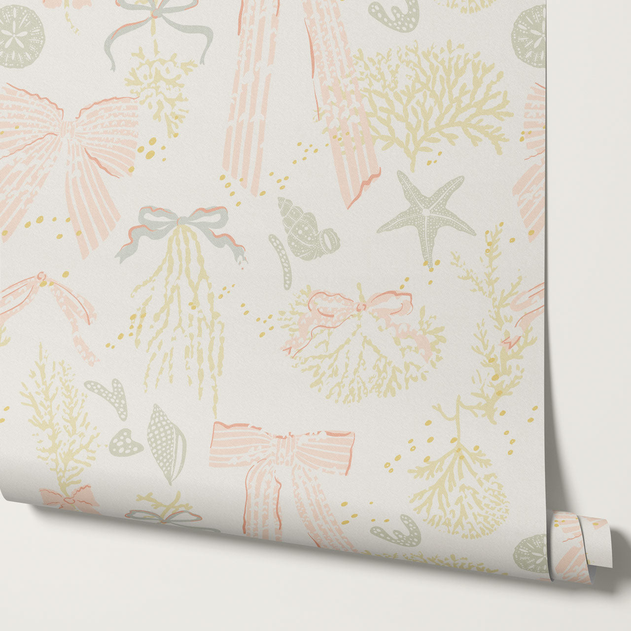 Chantal Large Bows and Corals Blush Wallpaper