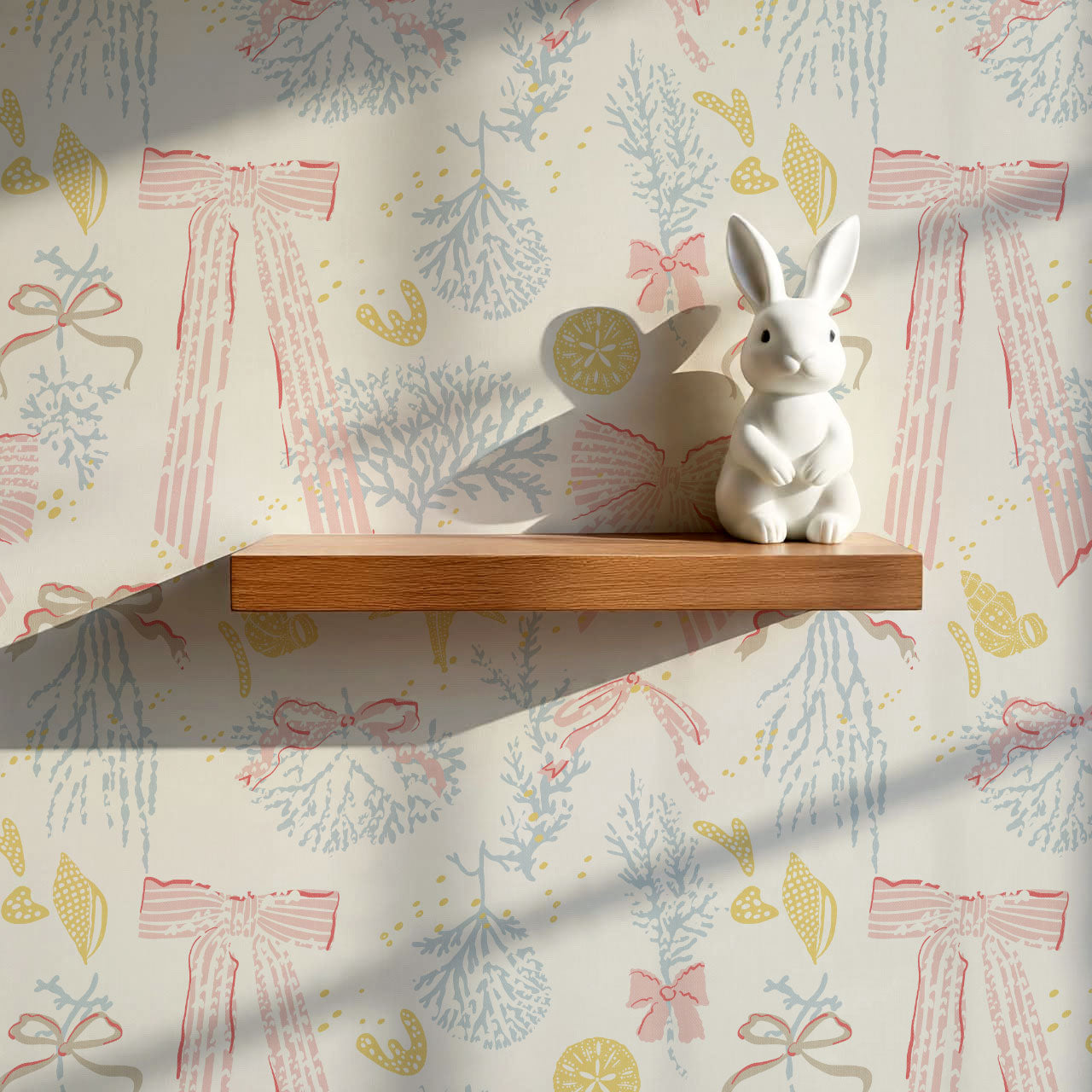 Chantal Large Bows and Corals Pink Wallpaper