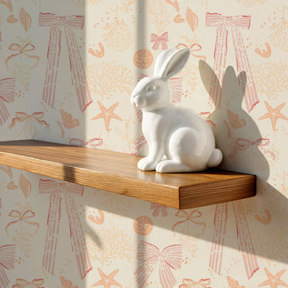 Chantal Large Bows and Corals Peach Wallpaper
