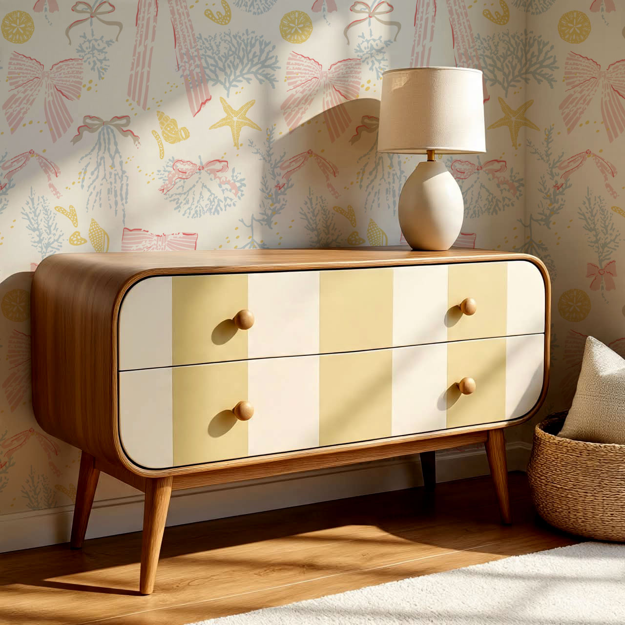 Chantal Large Bows and Corals Pink Wallpaper