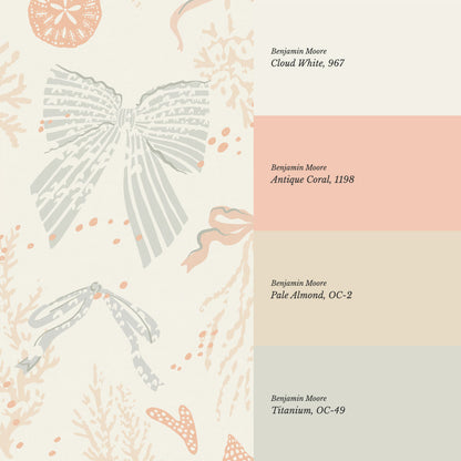 Chantal Large Bows and Corals Sage Wallpaper