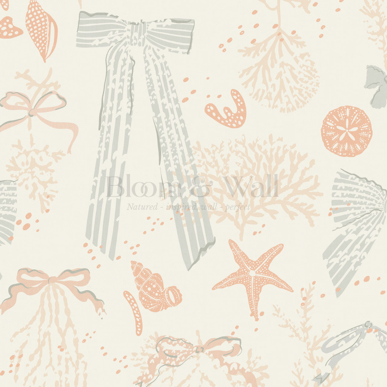 Chantal Large Bows and Corals Sage Wallpaper