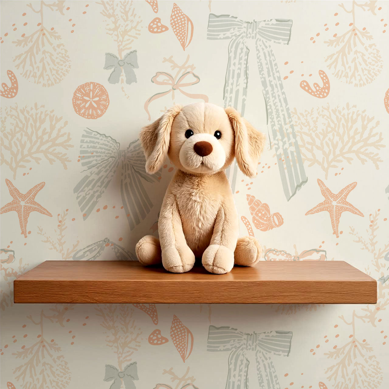 Chantal Large Bows and Corals Sage Wallpaper