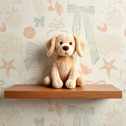 Chantal Large Bows and Corals Sage Wallpaper