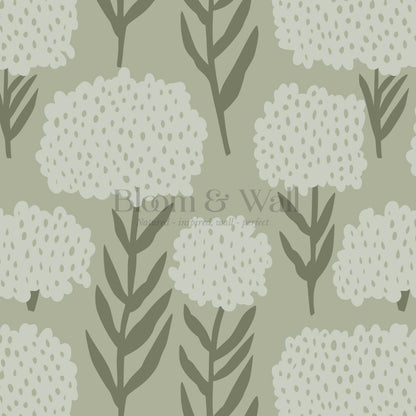 Charlotte Folk Blossom Mint Wallpaper