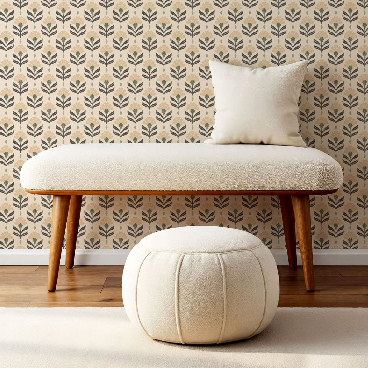 Chiara Floral Warm Butter Wallpaper