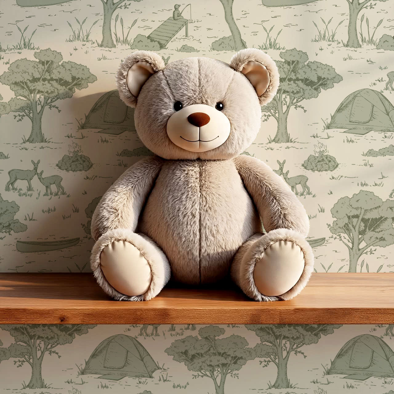 Cillian Camping Toile Sage Wallpaper