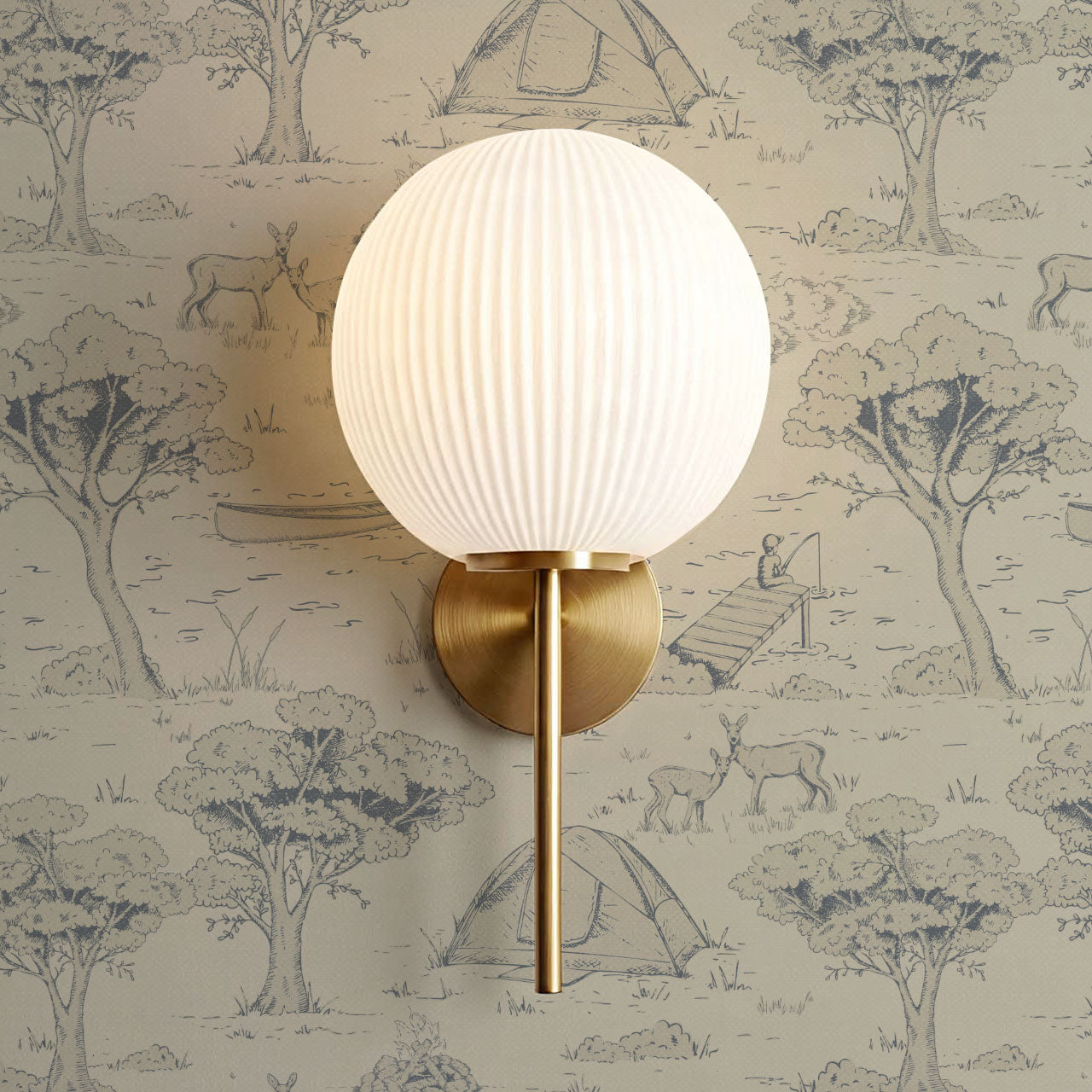 Cillian Camping Toile Taupe Wallpaper
