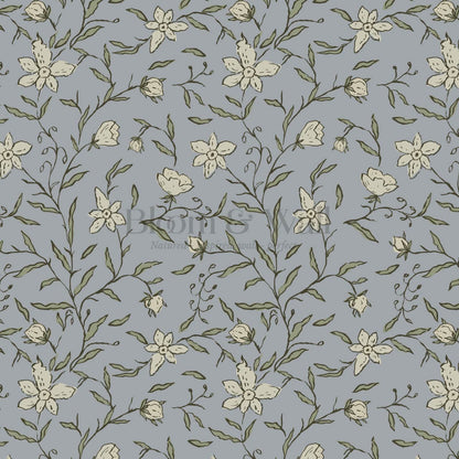Cintia Trailing Floral Dark Sky Sage Wallpaper