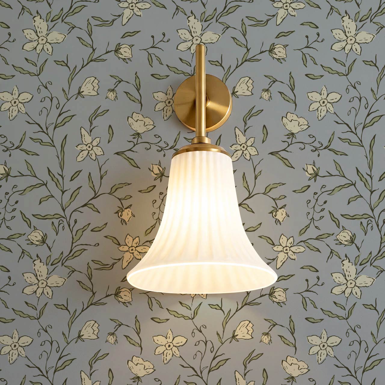 Cintia Trailing Floral Dark Sky Sage Wallpaper