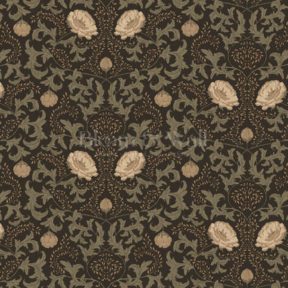 Cirila Heritage Bloom Deep Earth Moss Wallpaper
