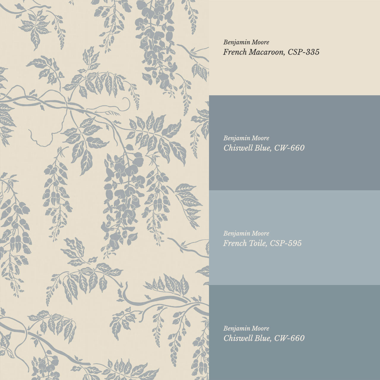 Claire French Blue Wisteria Wallpaper