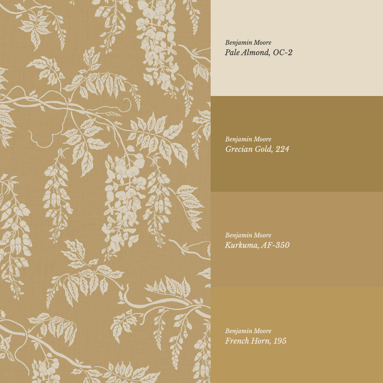 Claire Mustard Wisteria Wallpaper