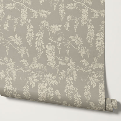 Claire Stone Gray Wisteria Wallpaper