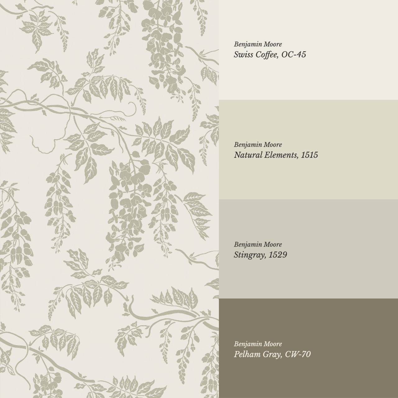 Claire White Dove Sage Wisteria Wallpaper