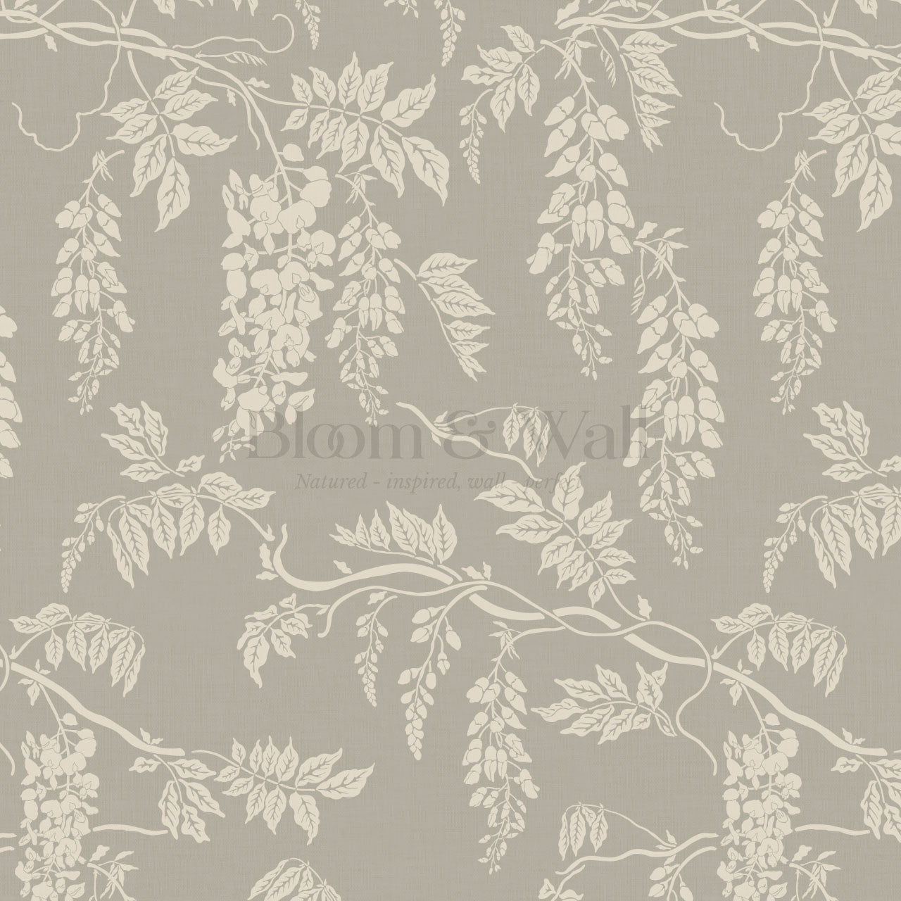 Claire Stone Gray Wisteria Wallpaper