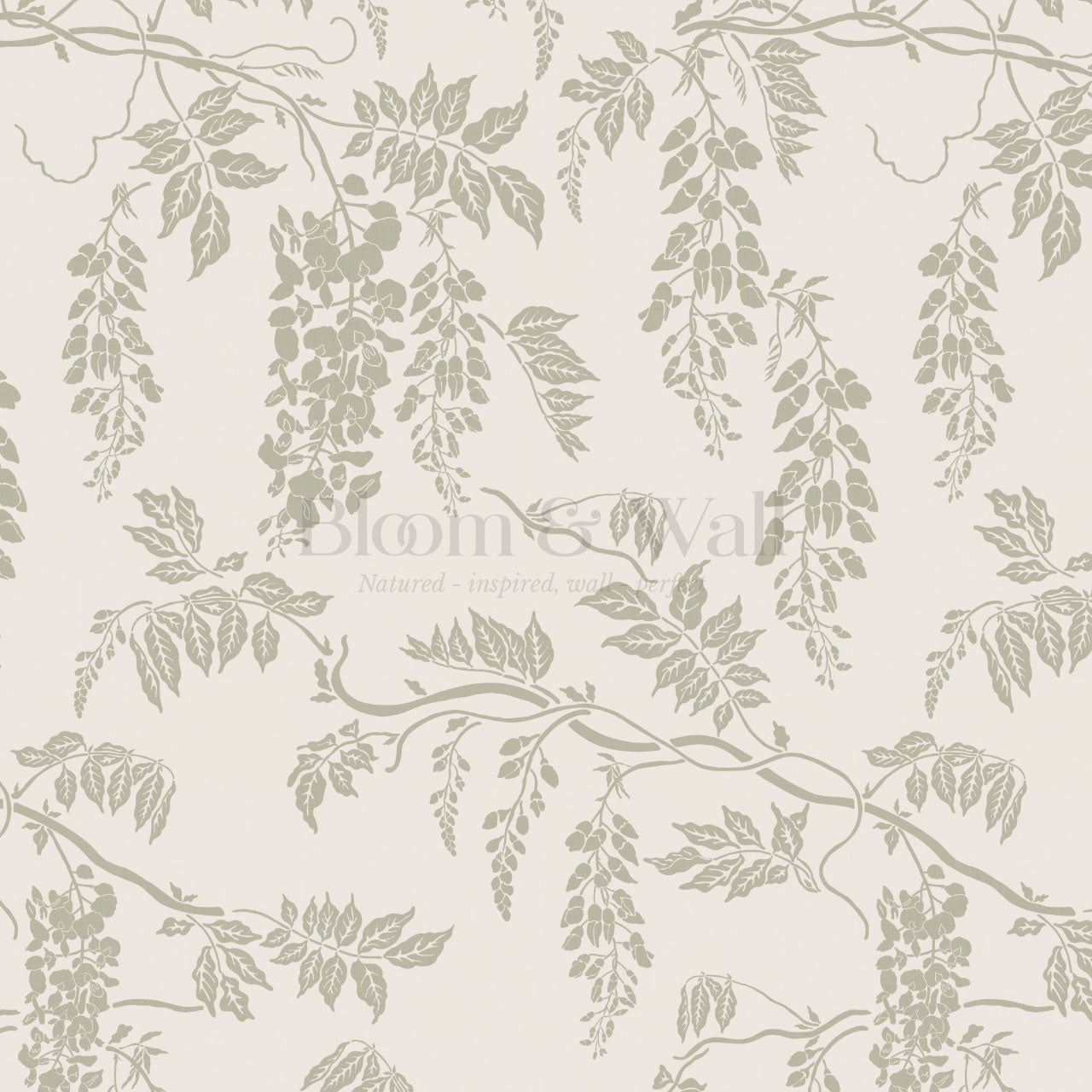 Claire White Dove Sage Wisteria Wallpaper