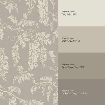 Claire Stone Gray Wisteria Wallpaper