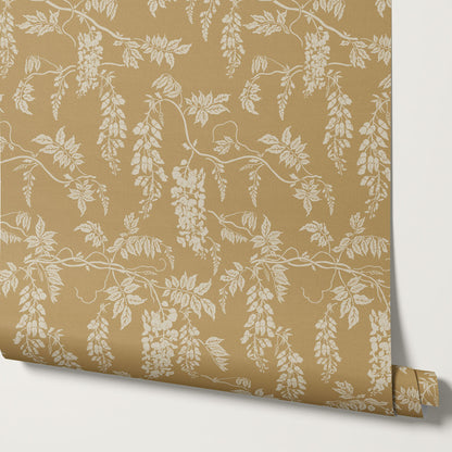Claire Mustard Wisteria Wallpaper
