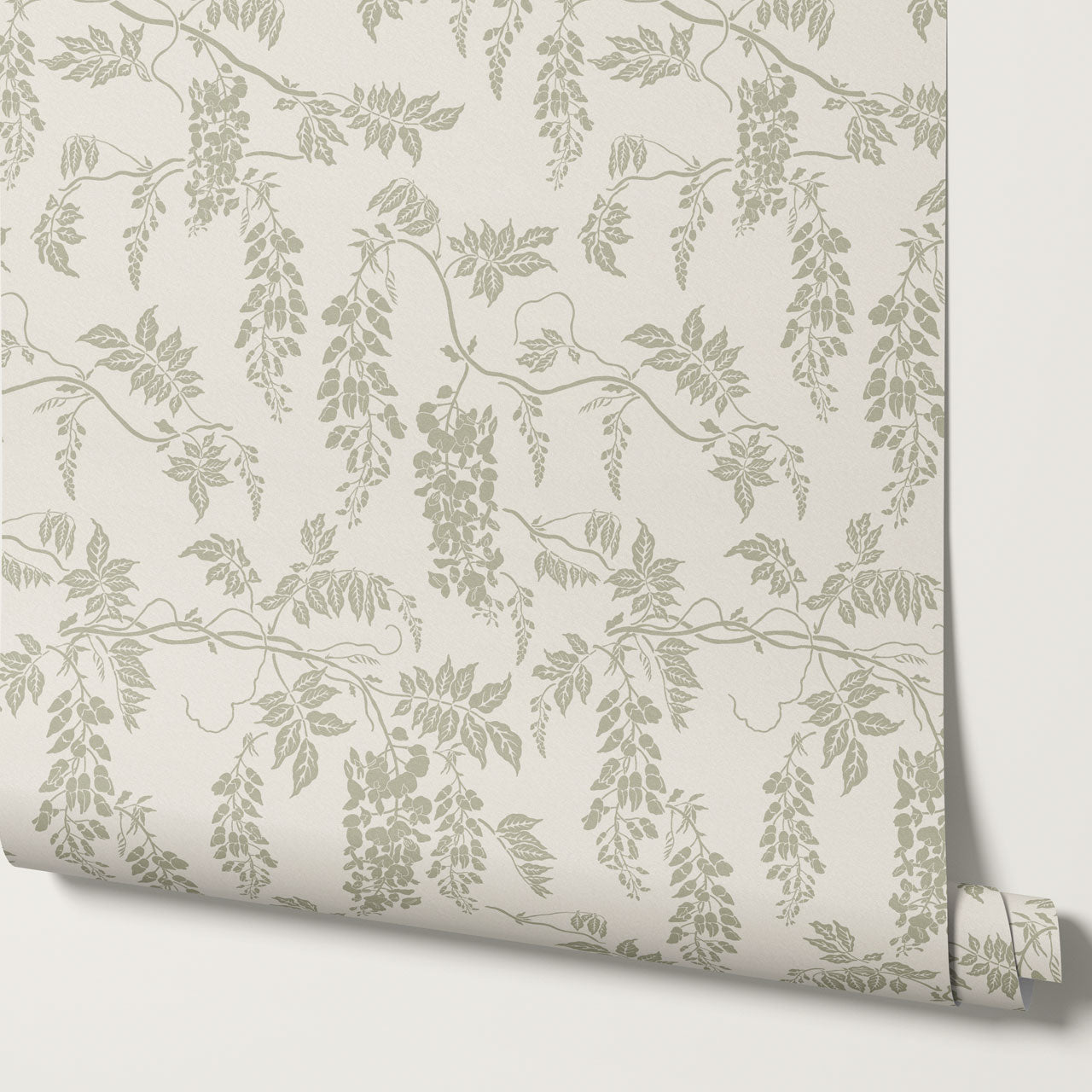 Claire White Dove Sage Wisteria Wallpaper