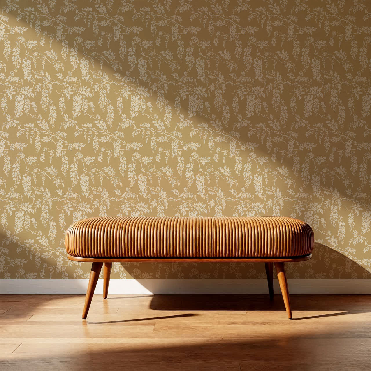 Claire Mustard Wisteria Wallpaper