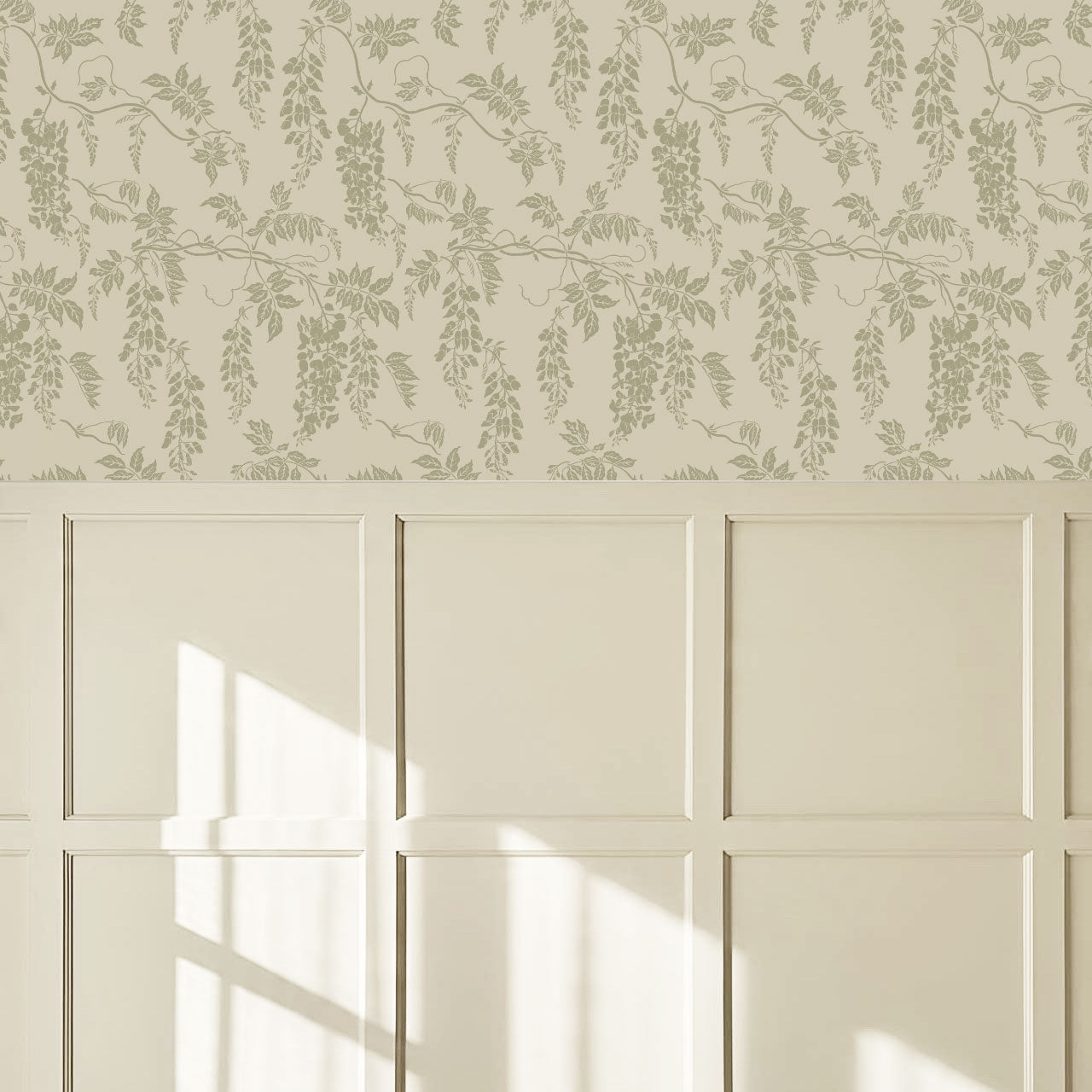 Claire White Dove Sage Wisteria Wallpaper